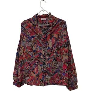 Armon Originals New York Button Up Shirt Womens XL Multicolor Floral Long Sleeve